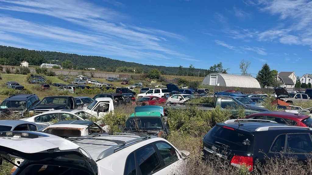 Vehicles at the Eashs salvage yard in Pennsylvania